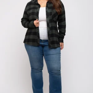Forest Green Checkered Plus Long Sleeve